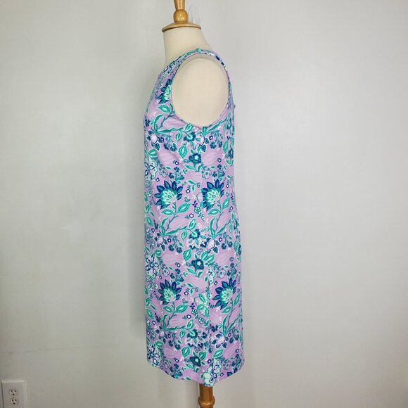 Talbots Petite Stretchy Sleeveless Floral Pullover Coastal Summer Dress Size LP - Picture 2 of 11